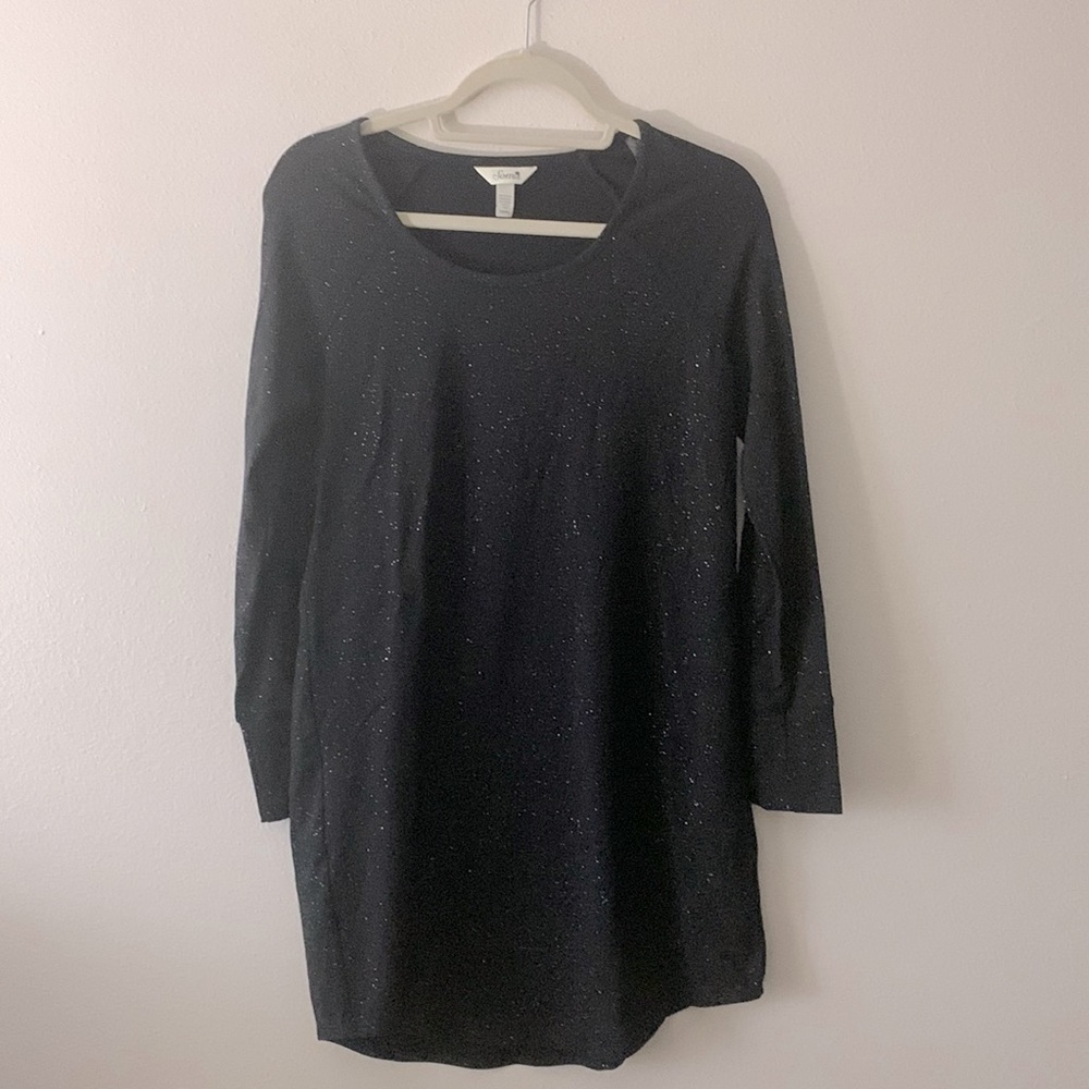Soma Womens XS Modal Soft Tunic‎ Sleepwear Pajama Black Speckle Long Sleeve new